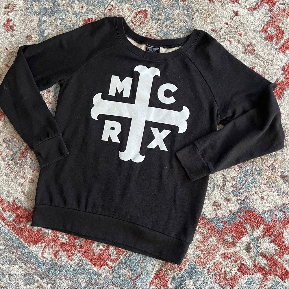 Black My Chemical Romance Sweatshirt with White Cross Logo